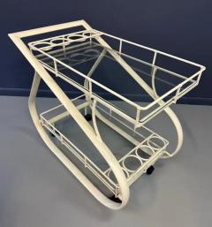  Woodard Furniture Co 1980s Postmodern Curvaceous Aluminum Bilevel Bar Cart Attributed to Woodard - 4118098