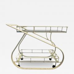  Woodard Furniture Co 1980s Postmodern Curvaceous Aluminum Bilevel Bar Cart Attributed to Woodard - 4120201