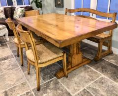  Woodland Furniture Woodland Furniture French Country Trestle Dining Table Banquette Bench Chairs - 1784377