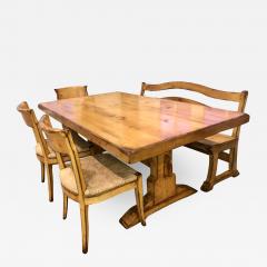  Woodland Furniture Woodland Furniture French Country Trestle Dining Table Banquette Bench Chairs - 1788675
