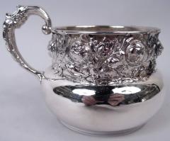 Woodside Silver Co Antique American Victorian Sterling Silver Rosebud Baby Cup - 4542967