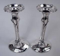  Woodside Sterling Co Pair of Antique American Art Nouveau Sterling Silver Candlesticks - 4364354