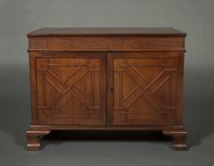  Wright Elwick A GEORGE III MAHOGANY BLIND FRETTED TWO DOOR LIBRARY OR ESTATE CABINET - 3476505