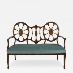  Wright and Mansfield Victorian satinwood wheel back settee in Chippendale style - 3620310