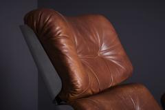  Xavier Feal Xavier Feal leather Lounge Chair with Ottoman France 1970s - 3397661