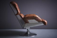  Xavier Feal Xavier Feal leather Lounge Chair with Ottoman France 1970s - 3397664