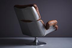  Xavier Feal Xavier Feal leather Lounge Chair with Ottoman France 1970s - 3397665