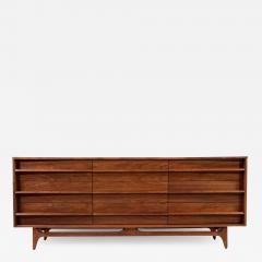  Young Manufacturing Company Mid Century Modern Curved Front Walnut Dresser by Young Furniture Company - 2289081
