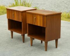  Young Manufacturing Company Pair of Young Manufacturing Walnut Brass Nightstands or End Tables MCM - 3833410