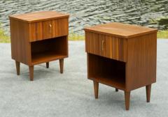  Young Manufacturing Company Pair of Young Manufacturing Walnut Brass Nightstands or End Tables MCM - 3833425