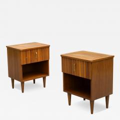  Young Manufacturing Company Pair of Young Manufacturing Walnut Brass Nightstands or End Tables MCM - 3834595