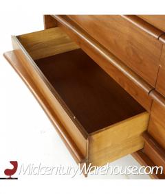  Young Manufacturing Company Young Manufacturing Mid Century Curved Front Walnut 6 Drawer Dresser - 3092149