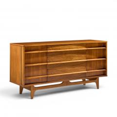  Young Manufacturing Company Young Manufacturing Mid Century Curved Walnut Credenza and Hutch - 4656457