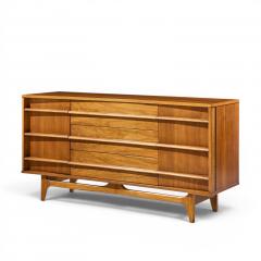  Young Manufacturing Company Young Manufacturing Mid Century Curved Walnut Credenza and Hutch - 4656459