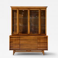  Young Manufacturing Company Young Manufacturing Mid Century Curved Walnut Credenza and Hutch - 4659651