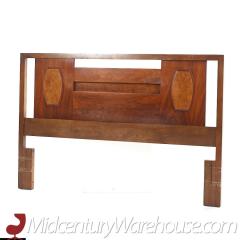  Young Manufacturing Company Young Manufacturing Mid Century Queen Walnut and Burlwood Headboard - 3688039