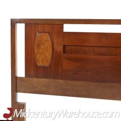  Young Manufacturing Company Young Manufacturing Mid Century Queen Walnut and Burlwood Headboard - 3688040