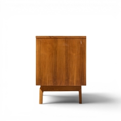  Young Manufacturing Company Young Manufacturing Mid Century Walnut Burlwood Sliding Door Credenza and Hutch - 4700265