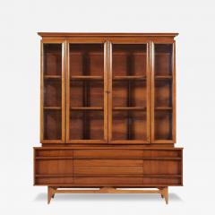  Young Manufacturing Company Young Manufacturing Mid Century Walnut Curved Buffet and Hutch - 3467321