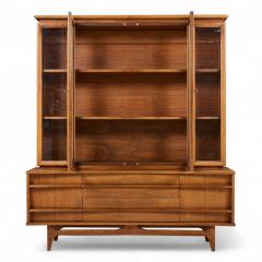  Young Manufacturing Company Young Manufacturing Mid Century Walnut Curved Credenza and Hutch - 4357003