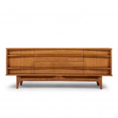  Young Manufacturing Company Young Manufacturing Mid Century Walnut Curved Credenza and Hutch - 4357009