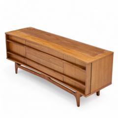  Young Manufacturing Company Young Manufacturing Mid Century Walnut Curved Credenza and Hutch - 4357013