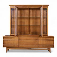  Young Manufacturing Company Young Manufacturing Mid Century Walnut Curved Credenza and Hutch - 4358515