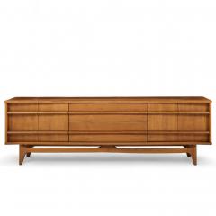  Young Manufacturing Company Young Manufacturing Mid Century Walnut Curved Credenza and Hutch - 4358519
