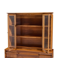  Young Manufacturing Company Young Manufacturing Mid Century Walnut Curved Credenza and Hutch - 4731619