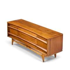  Young Manufacturing Company Young Manufacturing Mid Century Walnut Curved Credenza and Hutch - 4731621