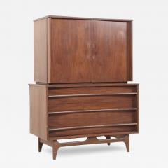  Young Manufacturing Company Young Manufacturing Mid Century Walnut Curved Front Highboy Dresser - 3867079