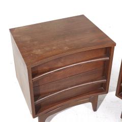  Young Manufacturing Company Young Manufacturing Mid Century Walnut Curved Front Nightstands - 3864130