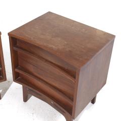  Young Manufacturing Company Young Manufacturing Mid Century Walnut Curved Front Nightstands - 3864132