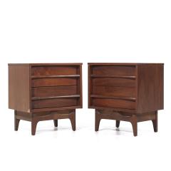  Young Manufacturing Company Young Manufacturing Mid Century Walnut Curved Front Nightstands - 3864133