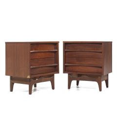  Young Manufacturing Company Young Manufacturing Mid Century Walnut Curved Front Nightstands - 3864134