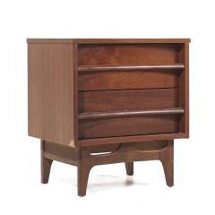  Young Manufacturing Company Young Manufacturing Mid Century Walnut Curved Front Nightstands - 3864136