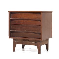  Young Manufacturing Company Young Manufacturing Mid Century Walnut Curved Front Nightstands - 3864137