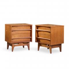  Young Manufacturing Company Young Manufacturing Mid Century Walnut Curved Front Nightstands Pair - 4563735