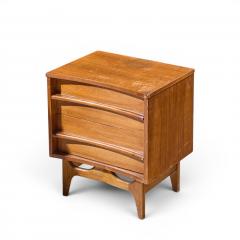  Young Manufacturing Company Young Manufacturing Mid Century Walnut Curved Front Nightstands Pair - 4639103