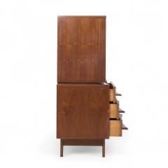 Young Manufacturing Company Young Manufacturing Mid Century Walnut Curved Highboy Dresser - 4237895