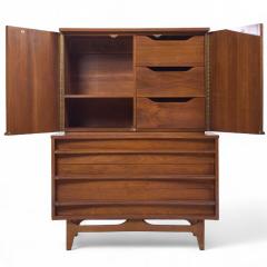  Young Manufacturing Company Young Manufacturing Mid Century Walnut Curved Highboy Dresser - 4237899