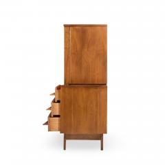  Young Manufacturing Company Young Manufacturing Mid Century Walnut Curved Highboy Dresser - 4528793