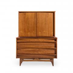  Young Manufacturing Company Young Manufacturing Mid Century Walnut Curved Highboy Dresser - 4528794