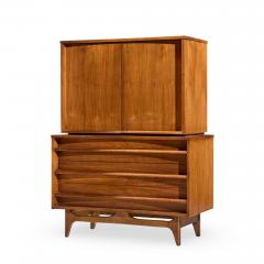  Young Manufacturing Company Young Manufacturing Mid Century Walnut Curved Highboy Dresser - 4528795