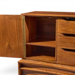  Young Manufacturing Company Young Manufacturing Mid Century Walnut Curved Highboy Dresser - 4528797