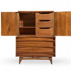  Young Manufacturing Company Young Manufacturing Mid Century Walnut Curved Highboy Dresser - 4528799