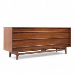  Young Manufacturing Company Young Manufacturing Mid Century Walnut Curved Lowboy Dresser - 4237347