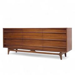  Young Manufacturing Company Young Manufacturing Mid Century Walnut Curved Lowboy Dresser - 4237349