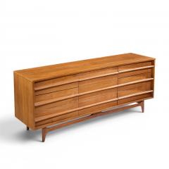  Young Manufacturing Company Young Manufacturing Mid Century Walnut Curved Lowboy Dresser - 4576655