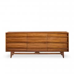  Young Manufacturing Company Young Manufacturing Mid Century Walnut Curved Lowboy Dresser - 4644713